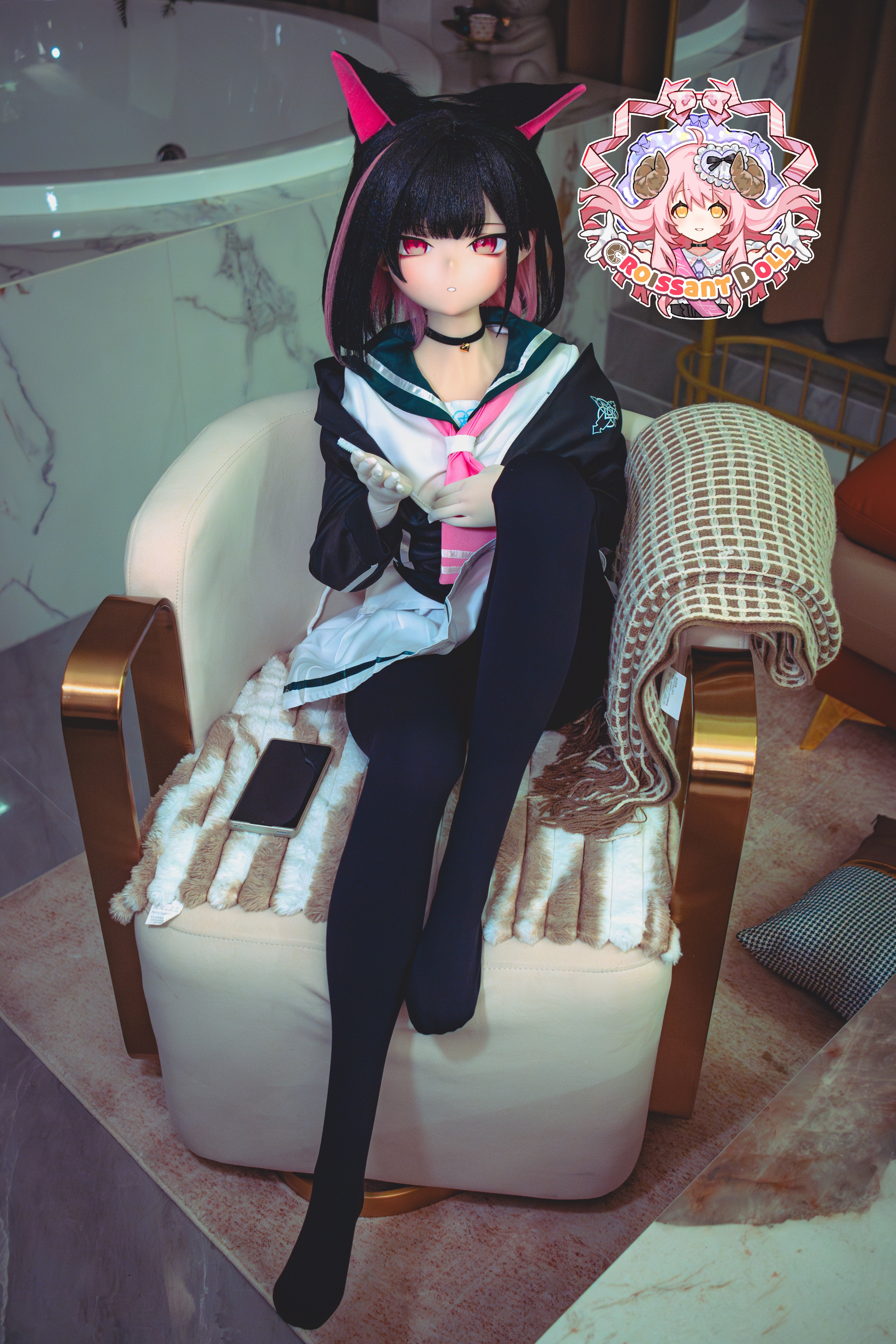 Croissant Doll #B04 155cm Love Doll – Vinyl Head, Hand-Painted Makeup, White Skin, Cosplay Style, Tsundere