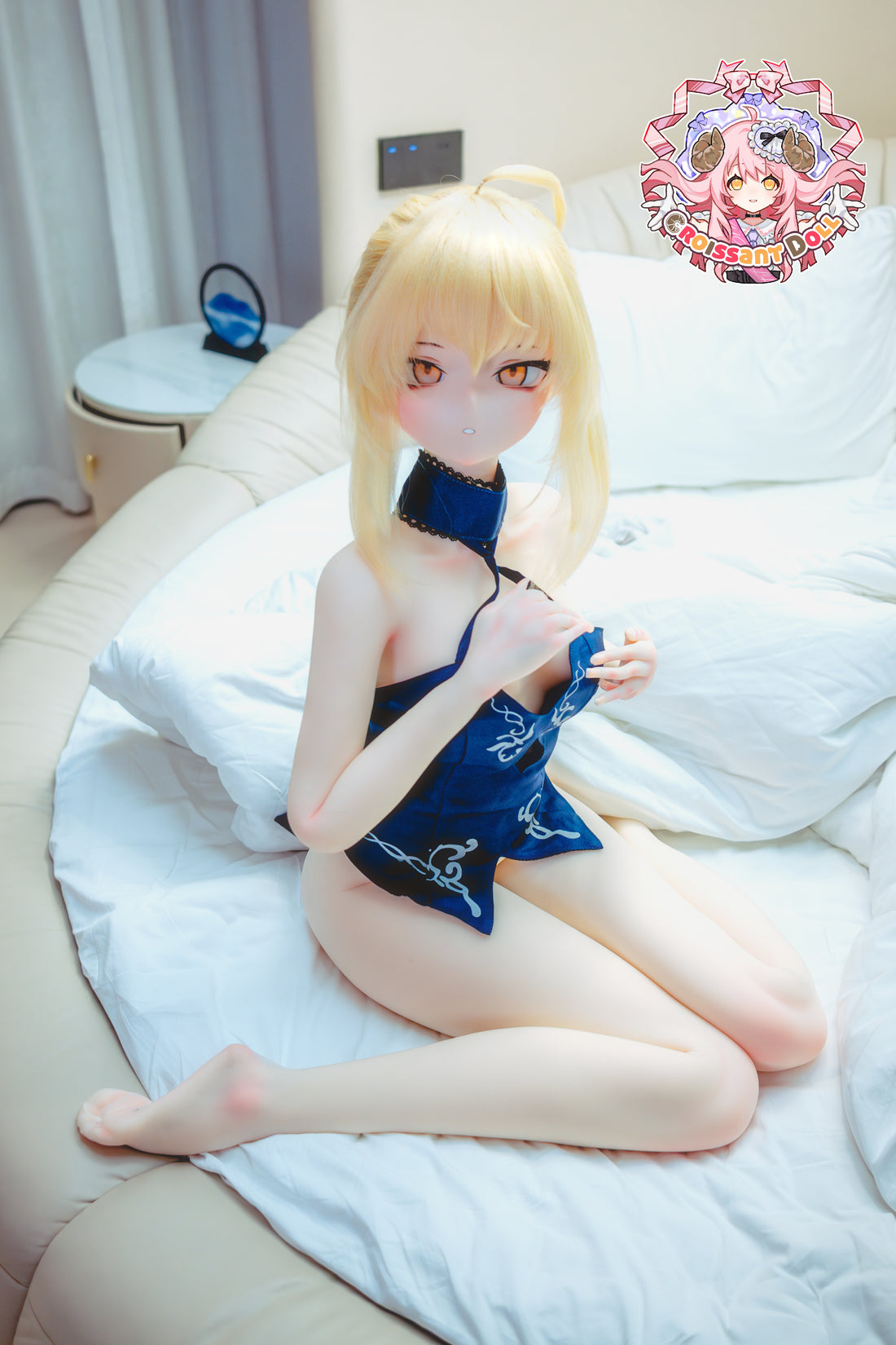 Croissant Doll #B04,155cm Love Doll – Vinyl Head, Hand-Painted Makeup, White Skin, Cosplay Dress