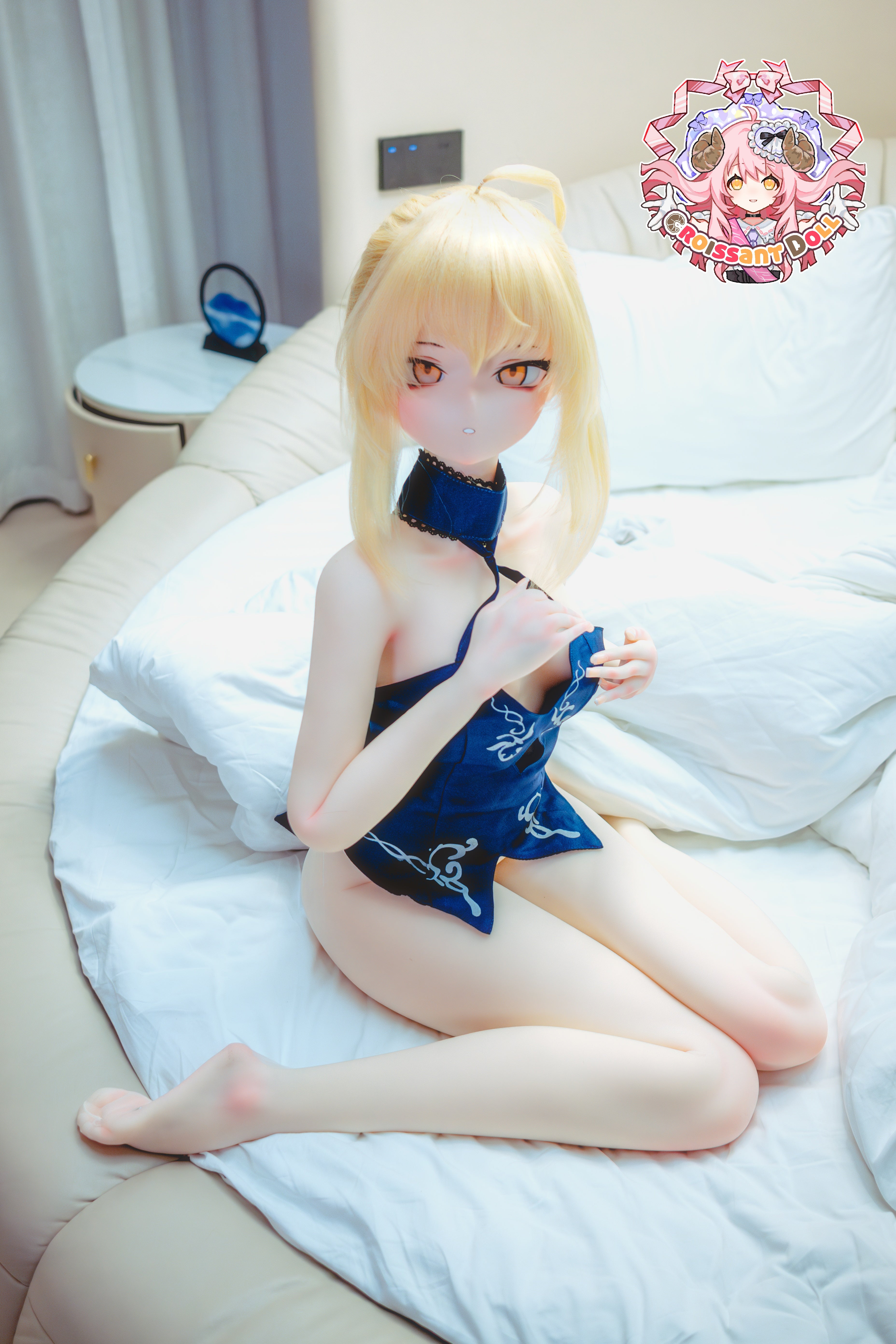 Croissant Doll #B04,155cm Love Doll – Vinyl Head, Hand-Painted Makeup, White Skin, Cosplay Dress