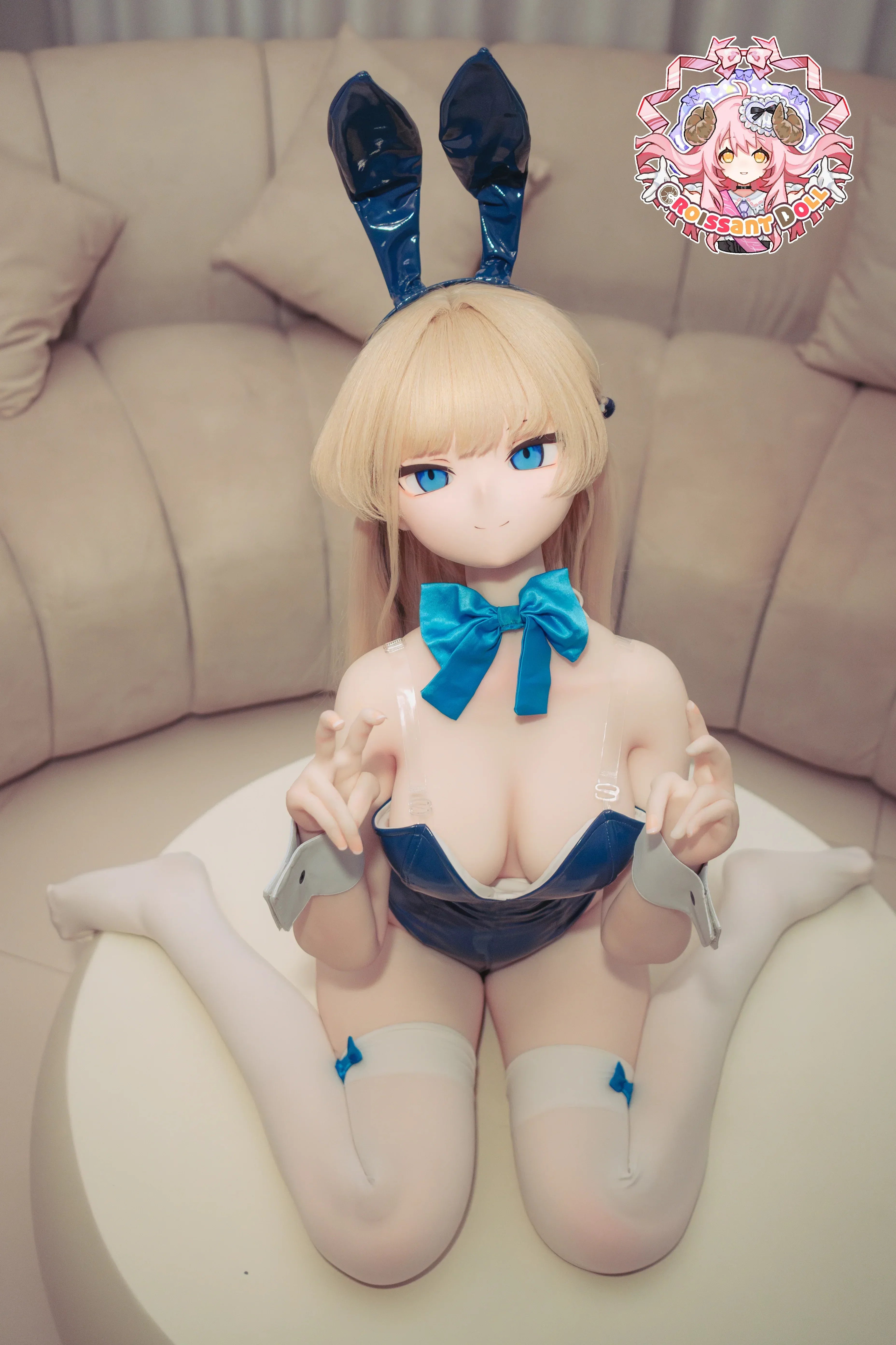 Croissant Doll 155cm, Hand-painted Makeup, Vinyl Head, Bunny Costume