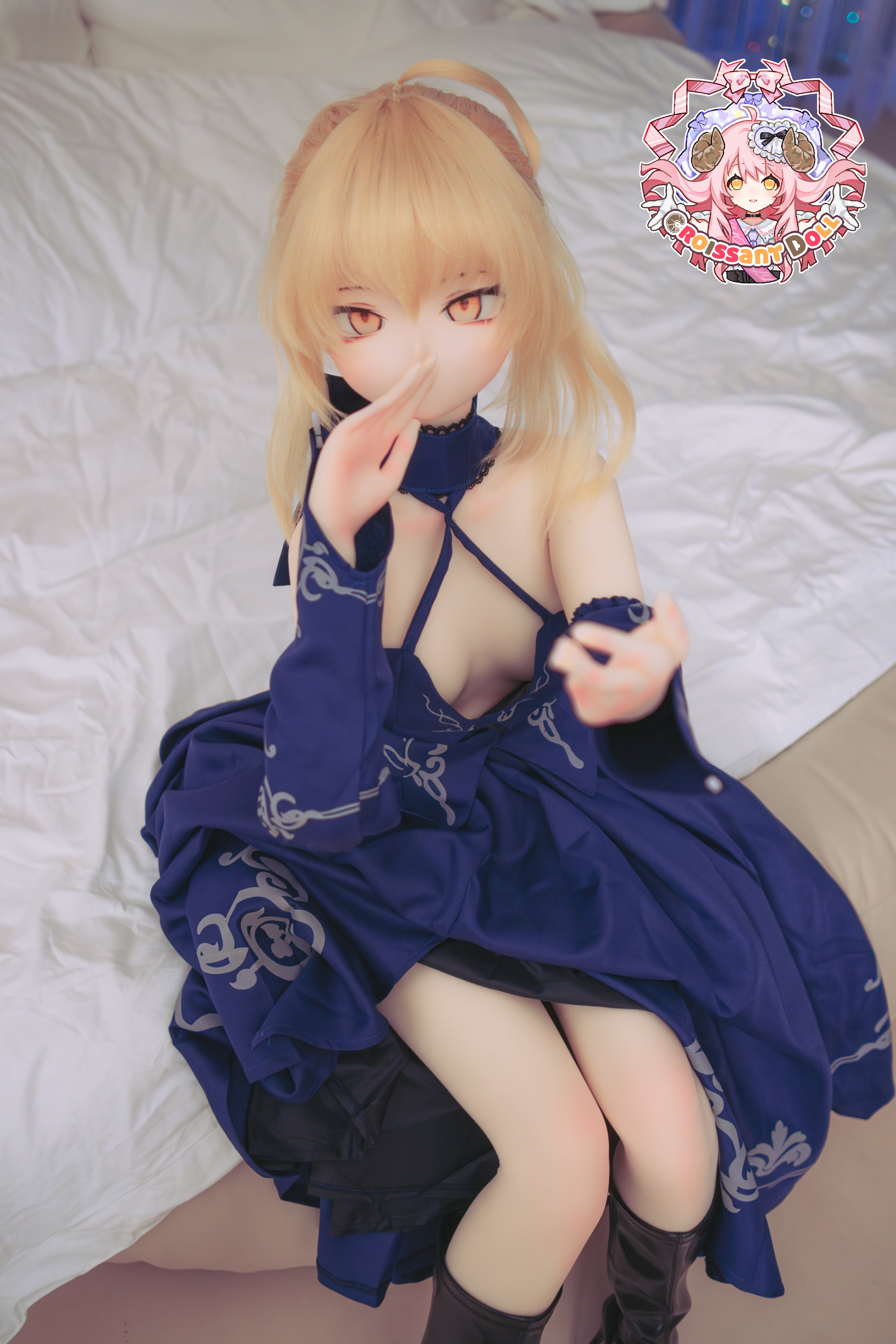 Croissant Doll #B04,155cm Love Doll – Vinyl Head, Hand-Painted Makeup, White Skin, Cosplay Dress